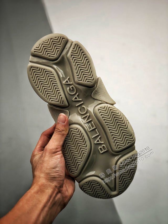 Balenciaga經典款男女鞋 巴黎世家頂級版本Triple S大底LOGO米灰老爹鞋 Balenciaga情侶款老爹鞋  hdbl1206